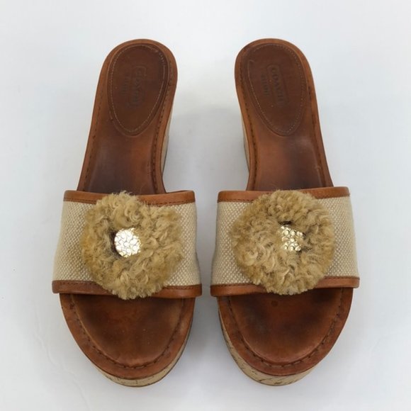 Coach Jazmin Cork Wedge 3” Heels, Size 9 - Picture 2 of 8